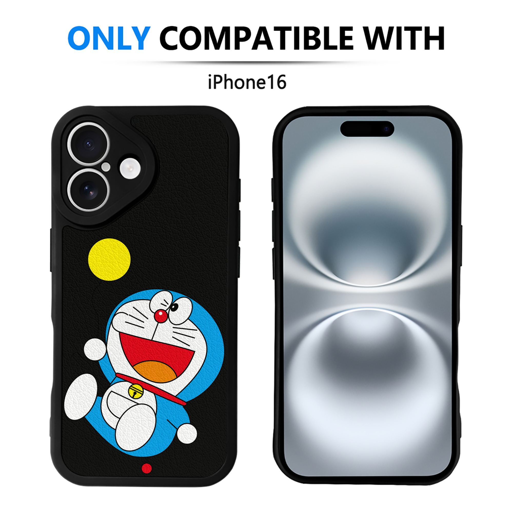（画像用） ドラえもん Doraemon 【iPhone 16シリーズ対応】シリコンスマホケース（レザー調） 材質：シリコン